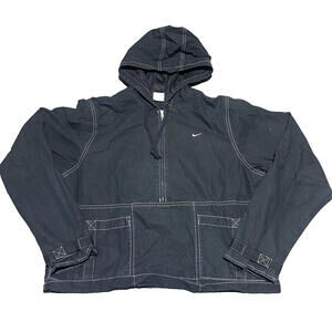 Y2K Nike Gray Tag Black Hoodie Zip Pocket Jacket Women Small S Boys L Vintage